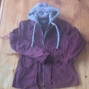 Love Tree Maroon Jacket with Heather Gray Hood
